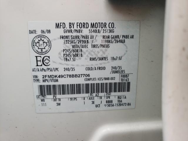 Photo 10 from auction – 2008 FORD EDGE LIMIT with VIN 2FMDK49C78BB27706