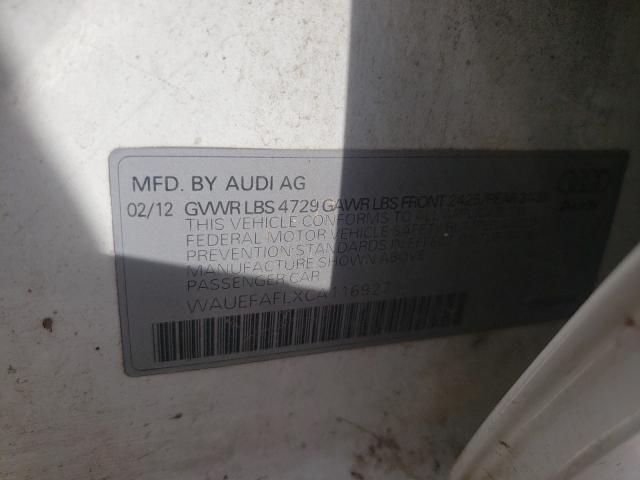 Photo 10 from auction – 2012 AUDI A4 PREMIUM with VIN WAUEFAFLXCA116927