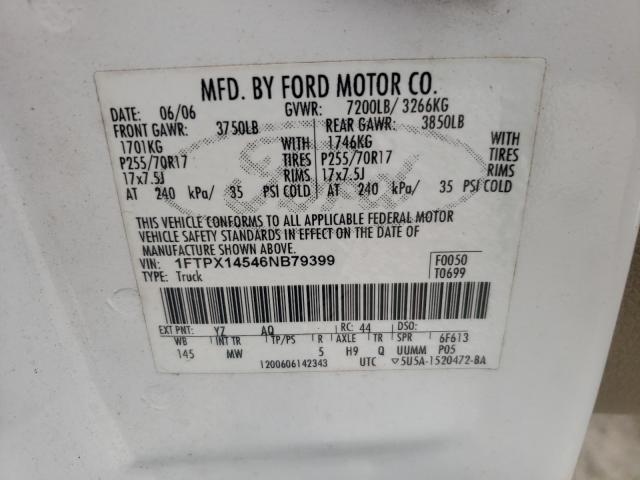 Photo 10 from auction – 2006 FORD F150 with VIN 1FTPX14546NB79399