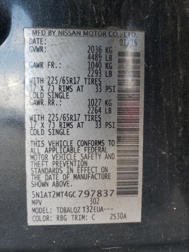 Photo 10 from auction – 2016 NISSAN ROGUE S with VIN 5N1AT2MT4GC797837