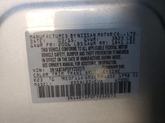 Photo 10 from auction – 2015 NISSAN SENTRA with VIN 3N1AB7AP0FY252075
