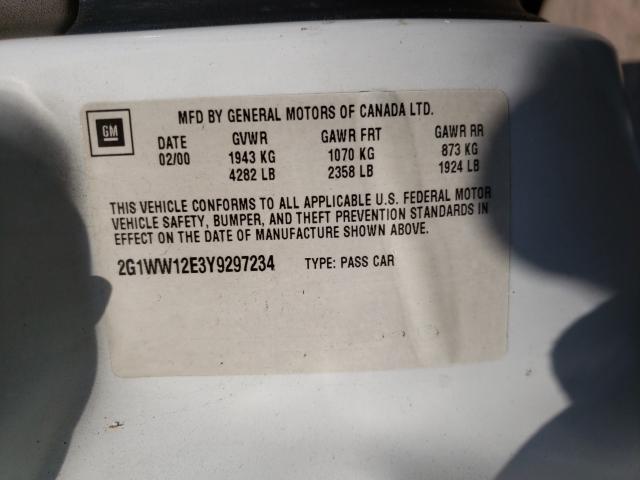 Photo 10 from auction – 2000 CHEVROLET MONTE CARL with VIN 2G1WW12E3Y9297234