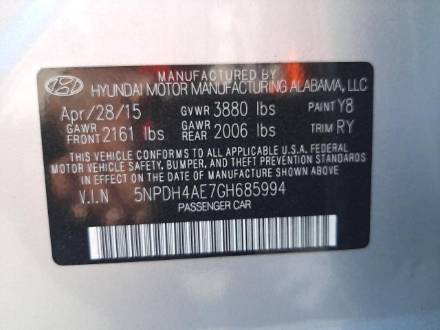 Photo 10 from auction – 2016 HYUNDAI ELANTRA SE with VIN 5NPDH4AE7GH685994