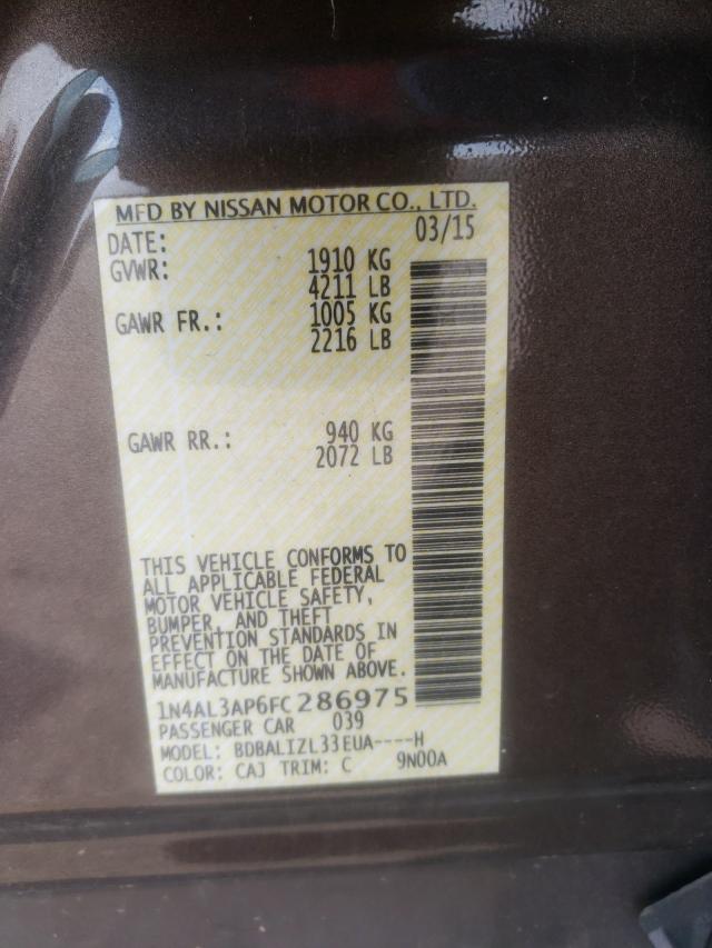 Photo 10 from auction – 2015 NISSAN ALTIMA 2.5 with VIN 1N4AL3AP6FC286975