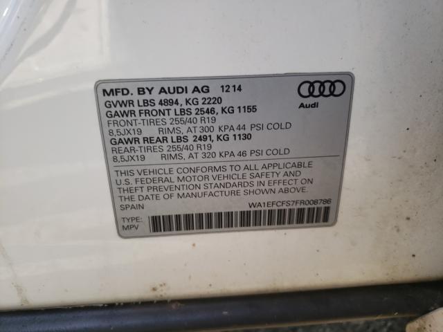 Photo 10 from auction – 2015 AUDI Q3 PREMIUM with VIN WA1EFCFS7FR008786