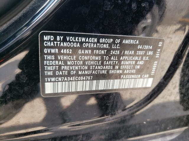 Photo 10 from auction – 2014 VOLKSWAGEN PASSAT SEL with VIN 1VWCN7A34EC094757