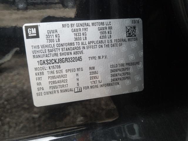 Photo 10 from auction – 2016 GMC YUKON DENA with VIN 1GKS2CKJ8GR332045