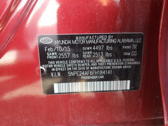 Photo 10 from auction – 2015 HYUNDAI SONATA SE with VIN 5NPE24AF6FH184141