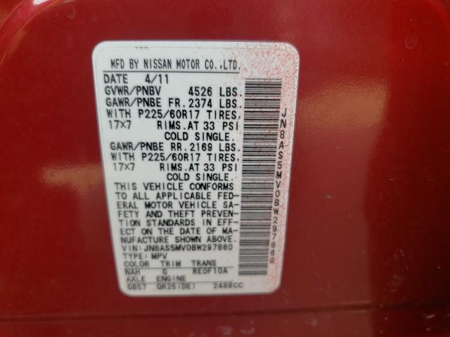 Photo 10 from auction – 2011 NISSAN ROGUE S with VIN JN8AS5MV0BW297860