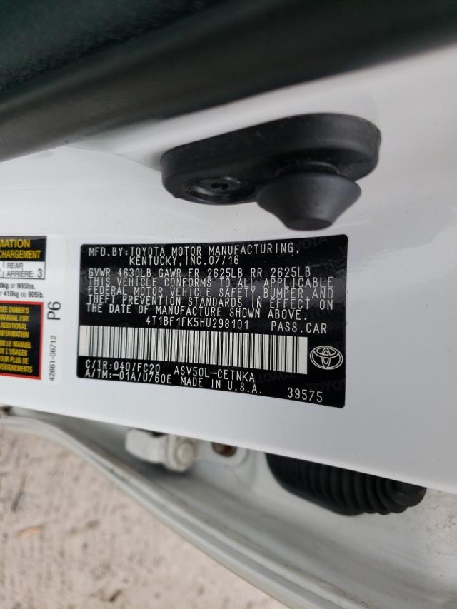 Photo 10 from auction – 2017 TOYOTA CAMRY LE with VIN 4T1BF1FK5HU298101