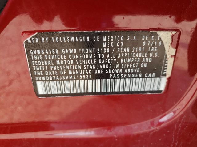 Photo 10 from auction – 2017 VOLKSWAGEN JETTA SE with VIN 3VWDB7AJ3HM219939