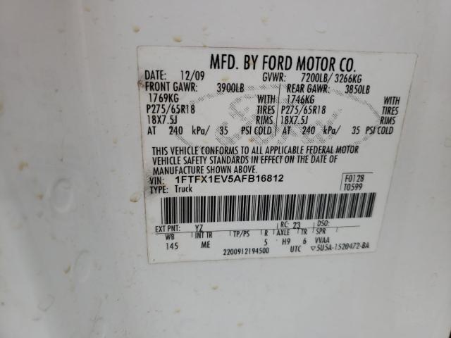 Photo 10 from auction – 2010 FORD F150 SUPER with VIN 1FTFX1EV5AFB16812