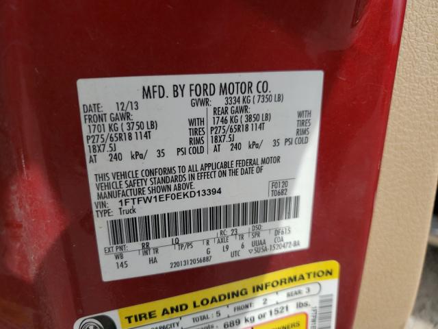 Photo 10 from auction – 2014 FORD F150 SUPER with VIN 1FTFW1EF0EKD13394