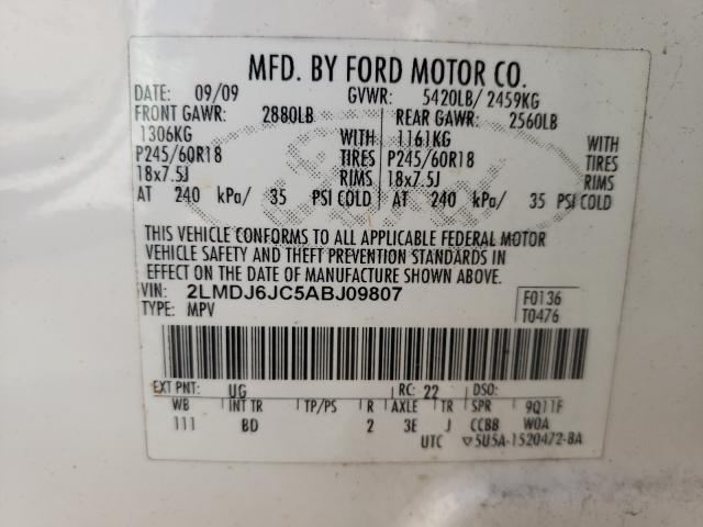 Photo 10 from auction – 2010 LINCOLN MKX with VIN 2LMDJ6JC5ABJ09807