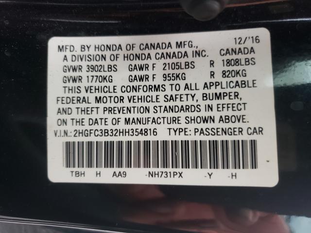 Photo 10 from auction – 2017 HONDA CIVIC EX with VIN 2HGFC3B32HH354816