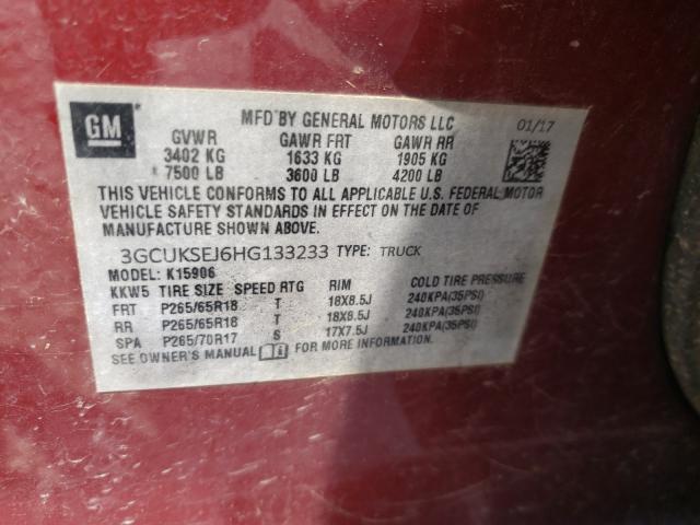Photo 9 from auction – 2017 CHEVROLET SILVERADO with VIN 3GCUKSEJ0HG125614