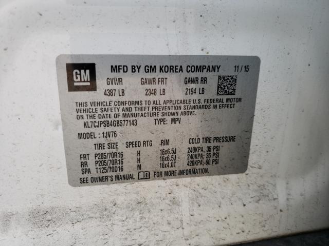 Photo 10 from auction – 2016 CHEVROLET TRAX 1LT with VIN KL7CJPSB4GB577143
