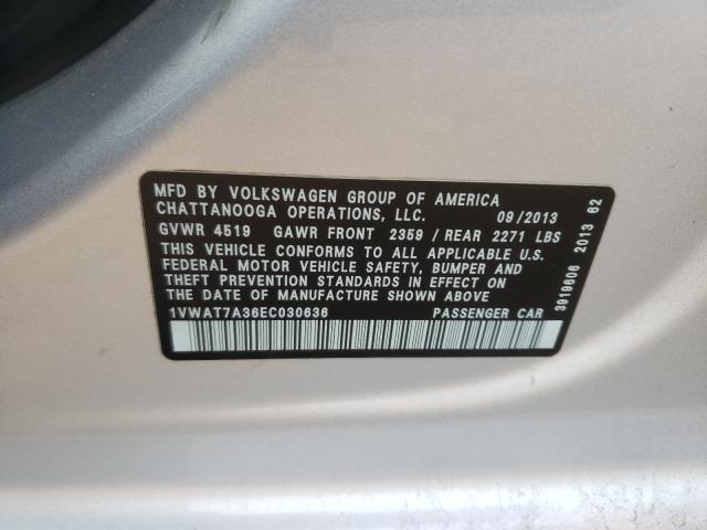 Photo 10 from auction – 2014 VOLKSWAGEN PASSAT S with VIN 1VWAT7A36EC030636
