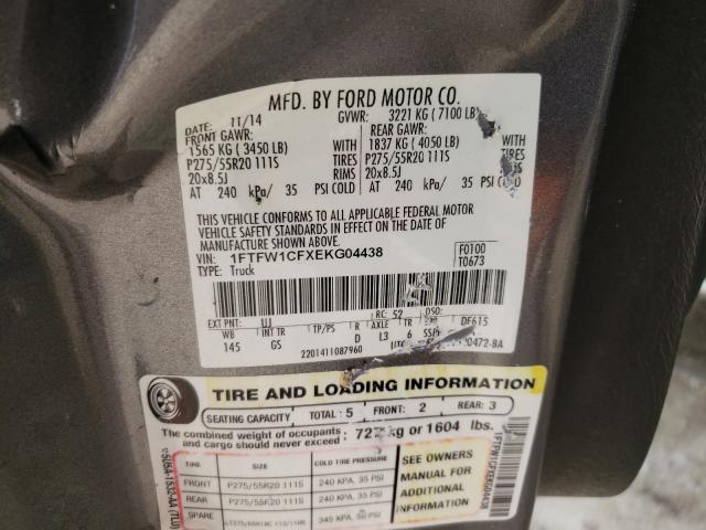 Photo 10 from auction – 2014 FORD F150 SUPER with VIN 1FTFW1CFXEKG04438