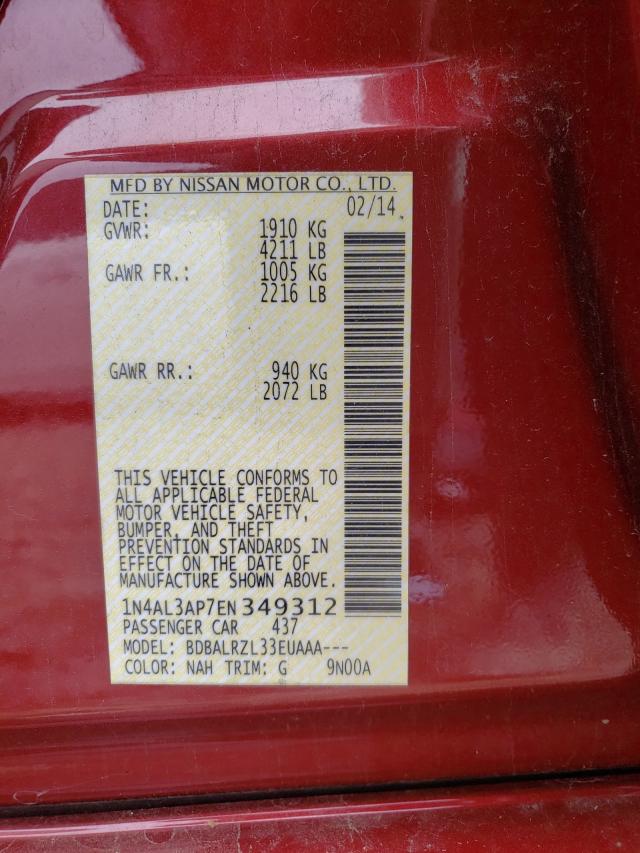 Photo 10 from auction – 2014 NISSAN ALTIMA with VIN 1N4AL3AP7EN349312