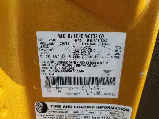 Photo 10 from auction – 2009 FORD F150 SUPER with VIN 1FTRW14869KB16249