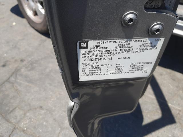 Photo 10 from auction – 2004 CHEVROLET SILVERADO with VIN 2GCEC19T941352116