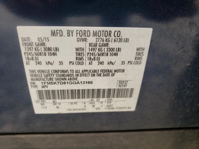 Photo 10 from auction – 2016 FORD EXPLORER X with VIN 1FM5K7D81GGA13166