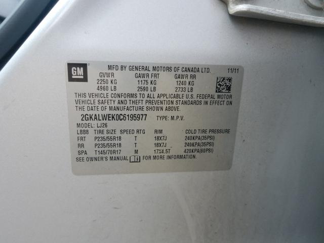 Photo 10 from auction – 2012 GMC TERRAIN SL with VIN 2GKALWEK0C6195977