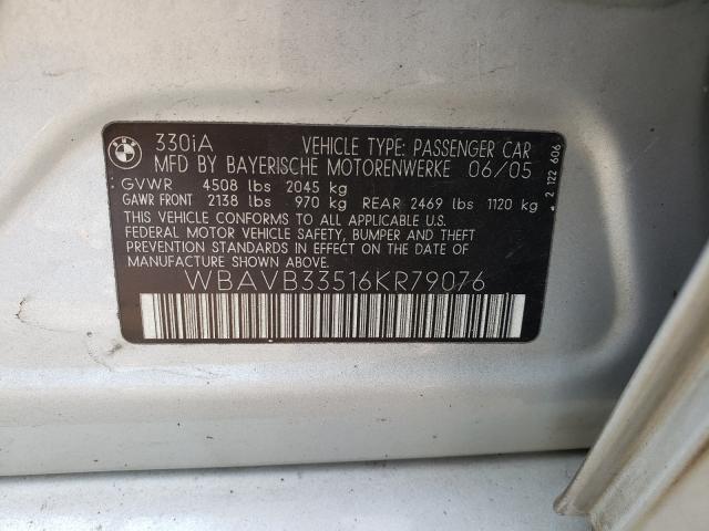 Photo 10 from auction – 2006 BMW 330 I with VIN WBAVB33516KR79076