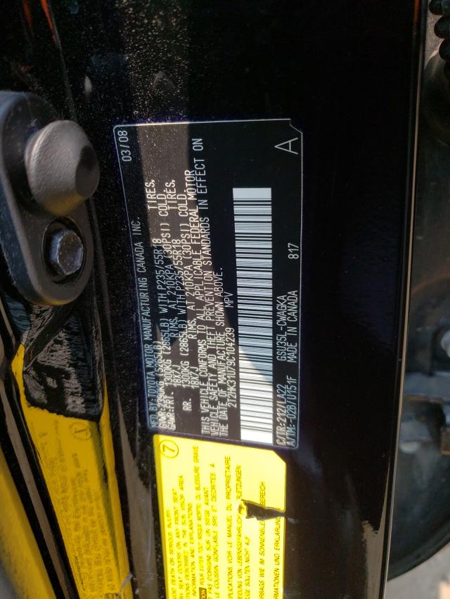 Photo 10 from auction – 2009 LEXUS RX 350 with VIN 2T2HK31U79C104239