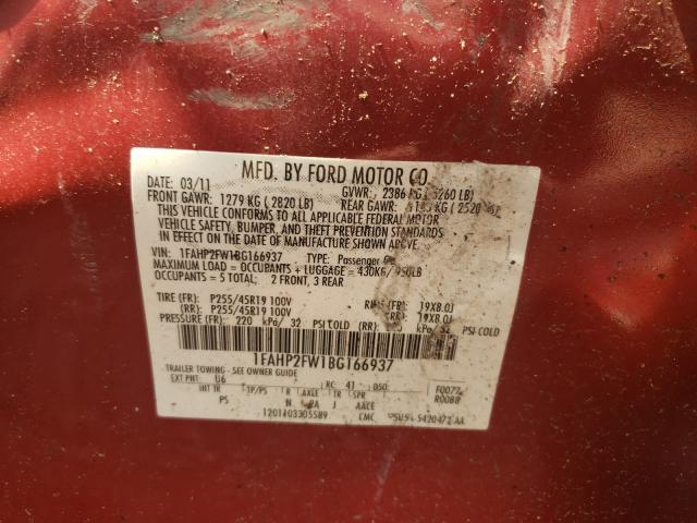 Photo 10 from auction – 2011 FORD TAURUS LIM with VIN 1FAHP2FW1BG166937
