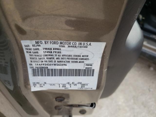 Photo 10 from auction – 2000 FORD FOCUS SE with VIN 1FAFP3435YW263496