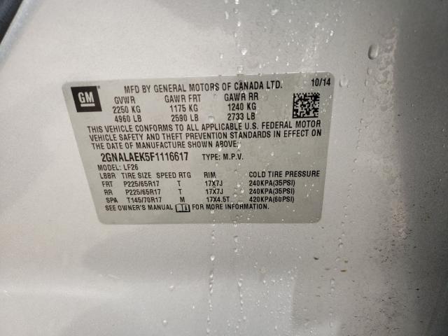 Photo 10 from auction – 2015 CHEVROLET EQUINOX LS with VIN 2GNALAEK5F1116617