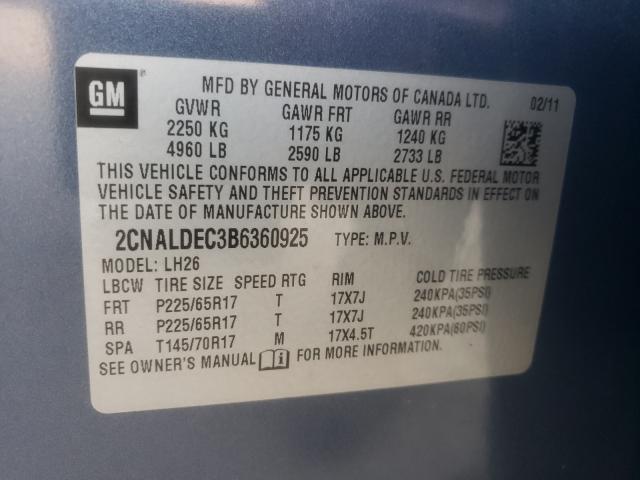 Photo 10 from auction – 2011 CHEVROLET EQUINOX LT with VIN 2CNALDEC3B6360925