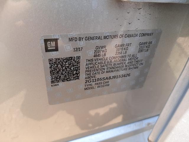 Photo 10 from auction – 2018 CHEVROLET IMPALA LT with VIN 2G1105SA8J9153426