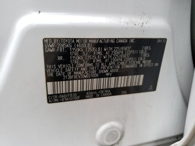 Photo 10 from auction – 2013 TOYOTA RAV4 LE with VIN 2T3BFREV2DW031008