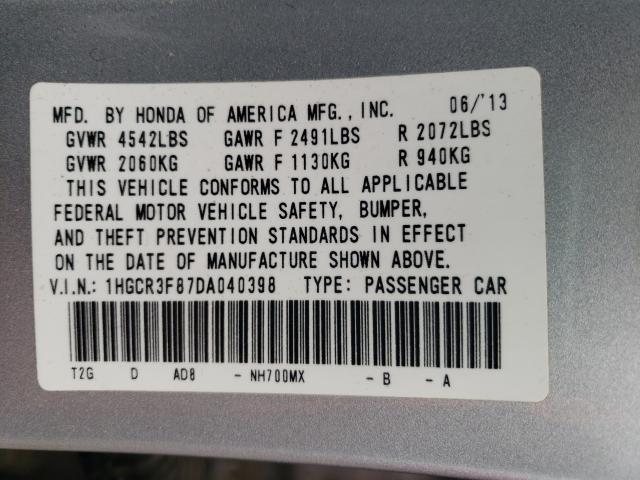 Photo 10 from auction – 2013 HONDA ACCORD EXL with VIN 1HGCR3F87DA040398