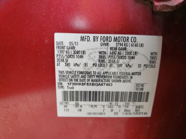 Photo 10 from auction – 2011 FORD EXPLORER L with VIN 1FMHK8F8XBGA67493