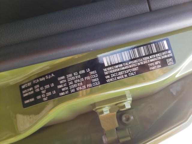 Photo 10 from auction – 2016 JEEP RENEGADE L with VIN ZACCJBBT3GPD18907
