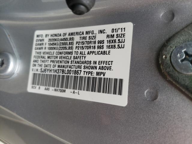 Photo 10 from auction – 2011 HONDA ELEMENT LX with VIN 5J6YH1H37BL001867