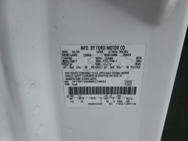 Photo 10 from auction – 2009 FORD F150 with VIN 1FTRF12W89KC14023