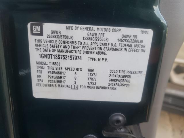 Photo 10 from auction – 2005 CHEVROLET TRAILBLAZE with VIN 1GNDT13S752197974