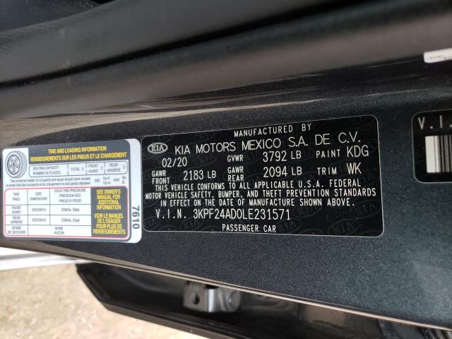 Photo 10 from auction – 2020 KIA FORTE FE with VIN 3KPF24AD0LE231571