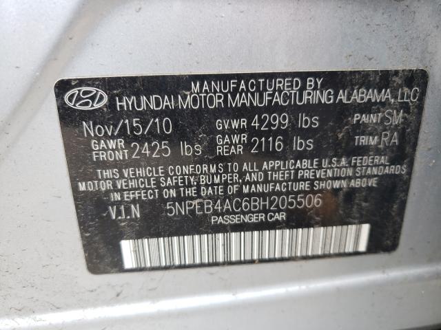 Photo 10 from auction – 2011 HYUNDAI SONATA GLS with VIN 5NPEB4AC6BH205506