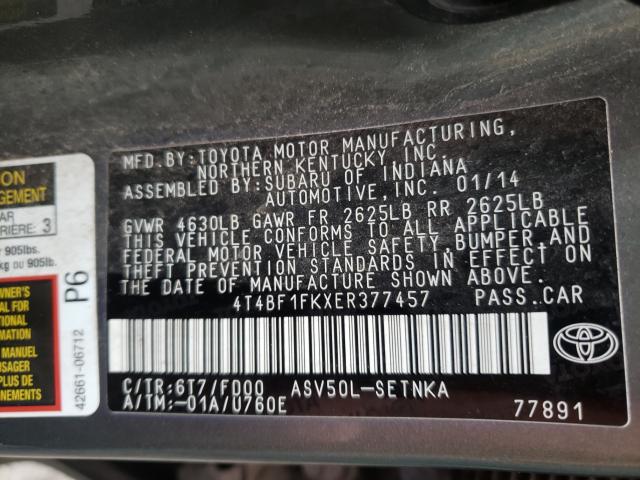 Photo 10 from auction – 2014 TOYOTA CAMRY L with VIN 4T4BF1FKXER377457