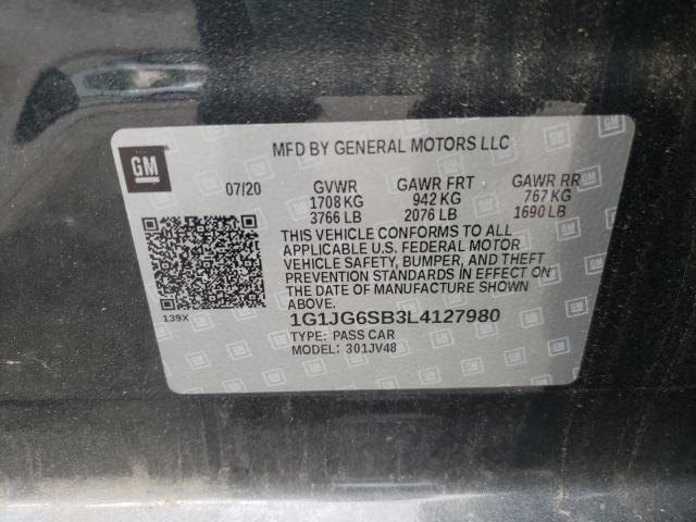 Photo 10 from auction – 2020 CHEVROLET SONIC with VIN 1G1JG6SB3L4127980