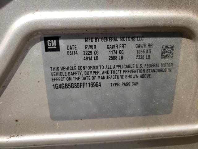 Photo 10 from auction – 2015 BUICK LACROSSE with VIN 1G4GB5G35FF116964