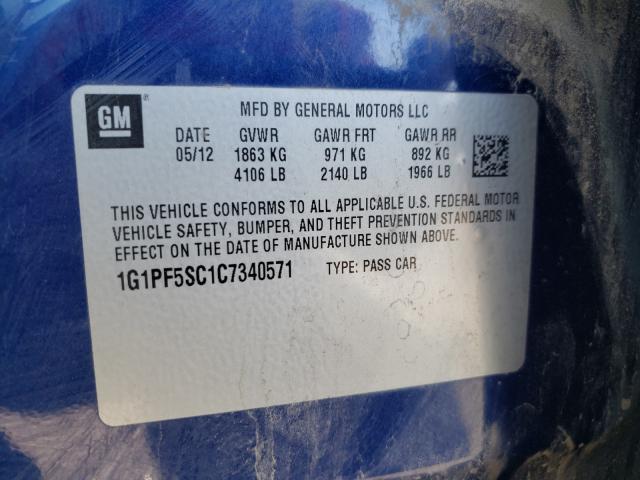 Photo 10 from auction – 2012 CHEVROLET CRUZE LT with VIN 1G1PF5SC1C7340571