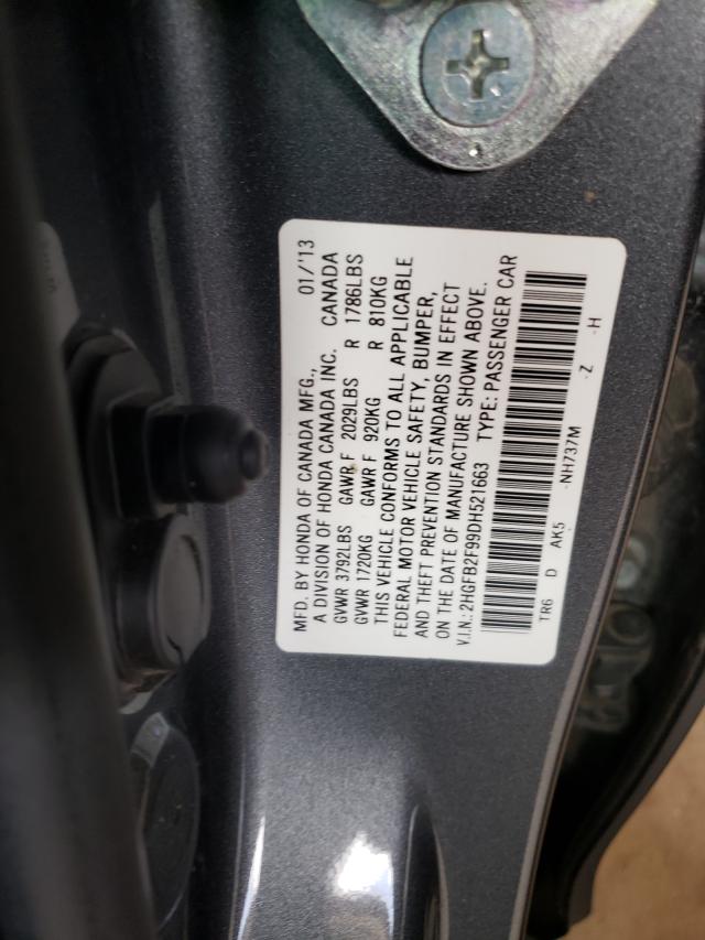 Photo 10 from auction – 2013 HONDA CIVIC EX with VIN 2HGFB2F99DH521663