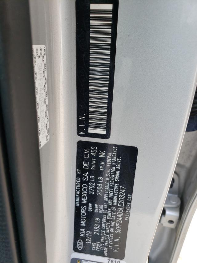 Photo 10 from auction – 2020 KIA FORTE FE with VIN 3KPF24AD5LE203247